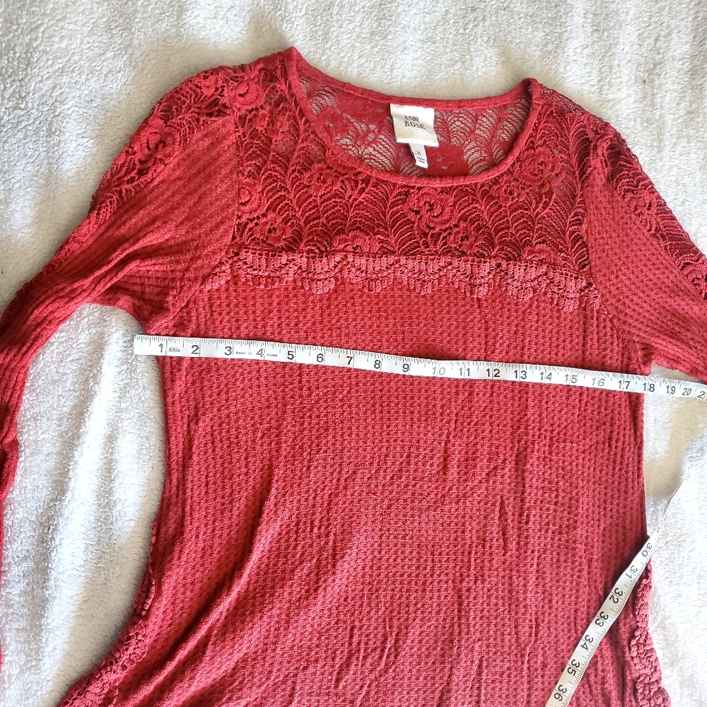 Knox Rose Top Red Lace Neckline‎ And Sleeves Long Sleeve Boho Romantic XMas - Picture 5 of 8